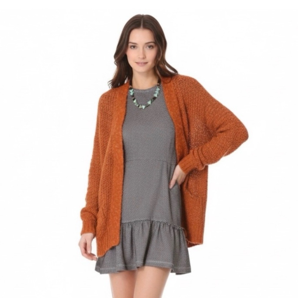 Free People Oh La La Cardigan
Burnt Orange Open Knit Oversized
Size S